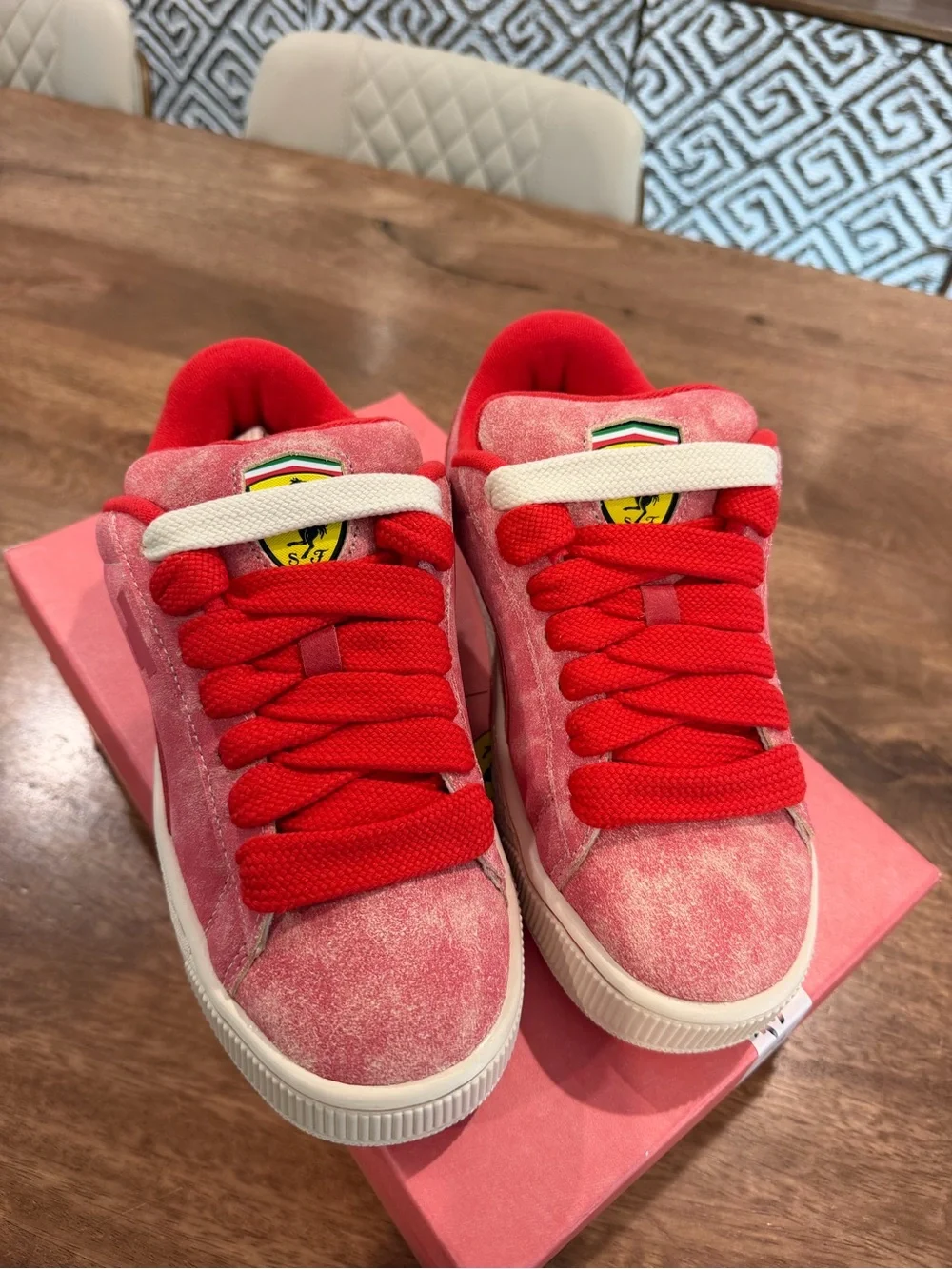 Puma Ferrari Suede XL Junior US 6 Red and Pink Sneakers